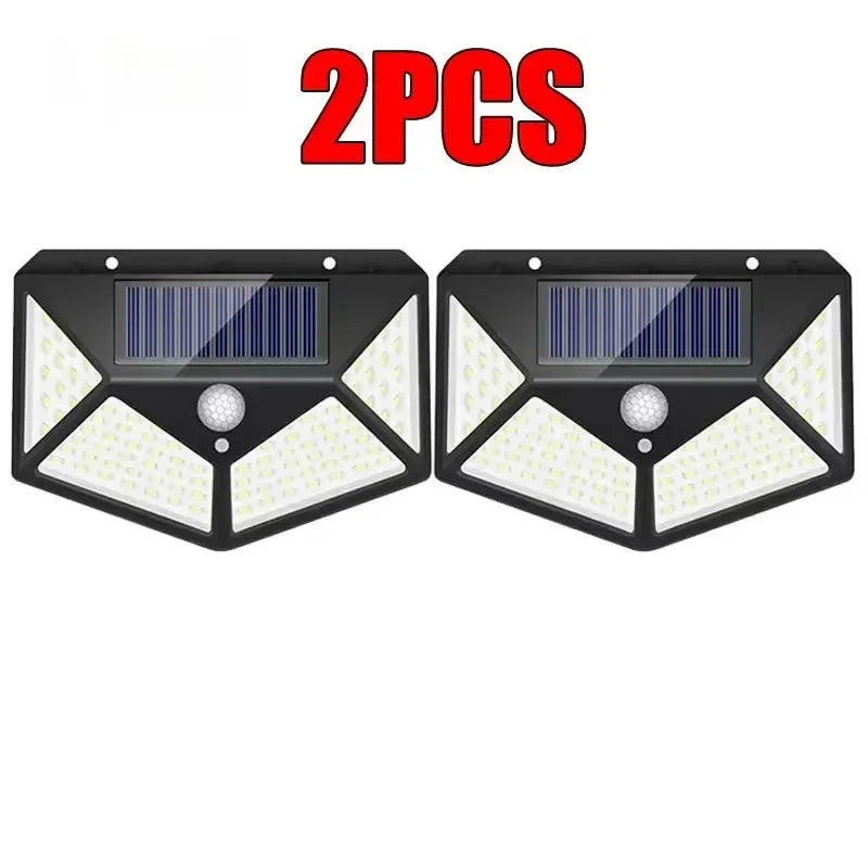 100 Led Solar Wall Lamp PIR Motion Sensor Outdoor Solar Street Light Garden Fence Lights IP65 Waterproof Solar Porch Wall Lamp
