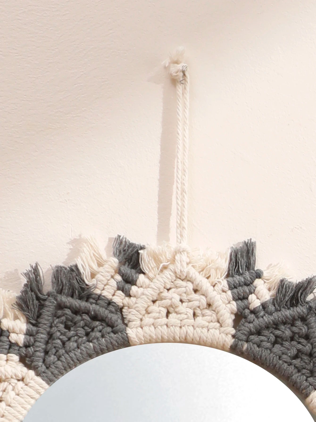 Macrame Mirror Black Gray Decorative Mirrors Boho Home Decoration Handmade Wall Decor Bedroom Living Room Decors Aesthetic Gift