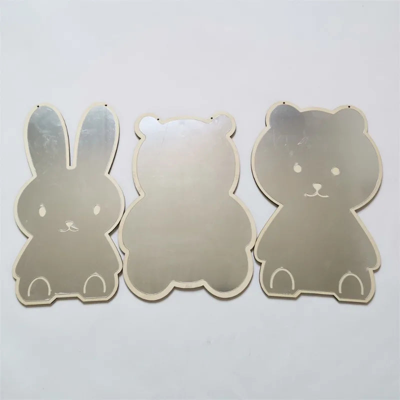 Nordic Rabbit Bear Shaped Mirror Cartoon Acrylic Mirrors Desktop Ornaments Baby Children Room Decoration Home Decor Photo Props