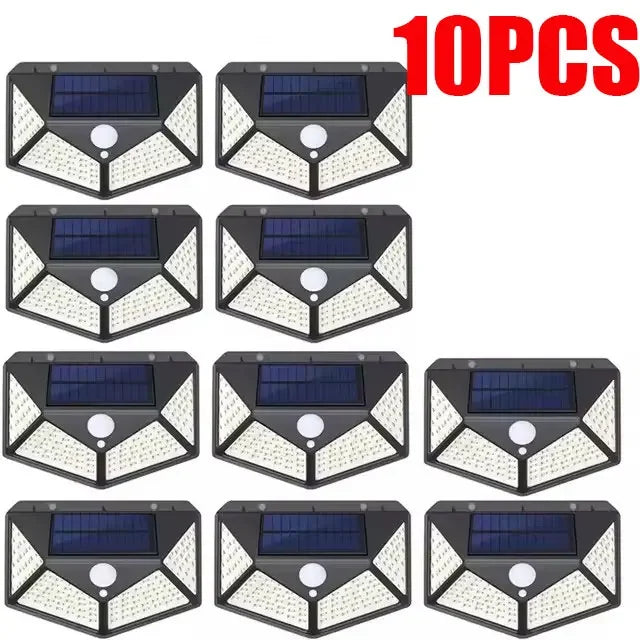 100 Led Solar Wall Lamp PIR Motion Sensor Outdoor Solar Street Light Garden Fence Lights IP65 Waterproof Solar Porch Wall Lamp