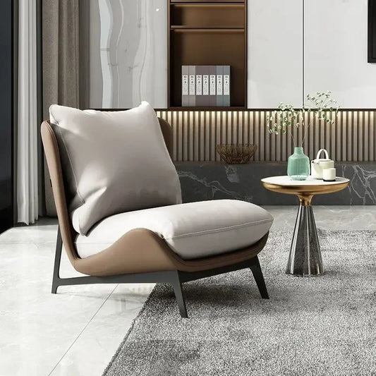 Chic and Contemporary Nordic Chair for Cozy Living Room Lounging Minimalist Single Seat Sofa with Artistic Touch for Balcony