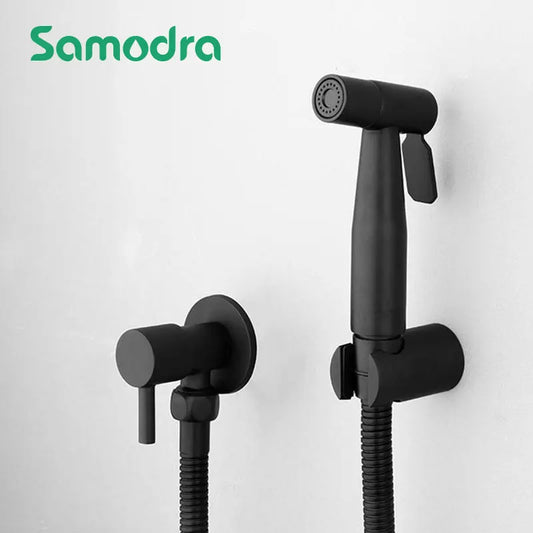 Handheld Toilet Bidet Sprayer with Brass Valve Stainless Steel Bidet Shower Hygienic Shower Wall Mounted Toilet Bidet Sprayer
