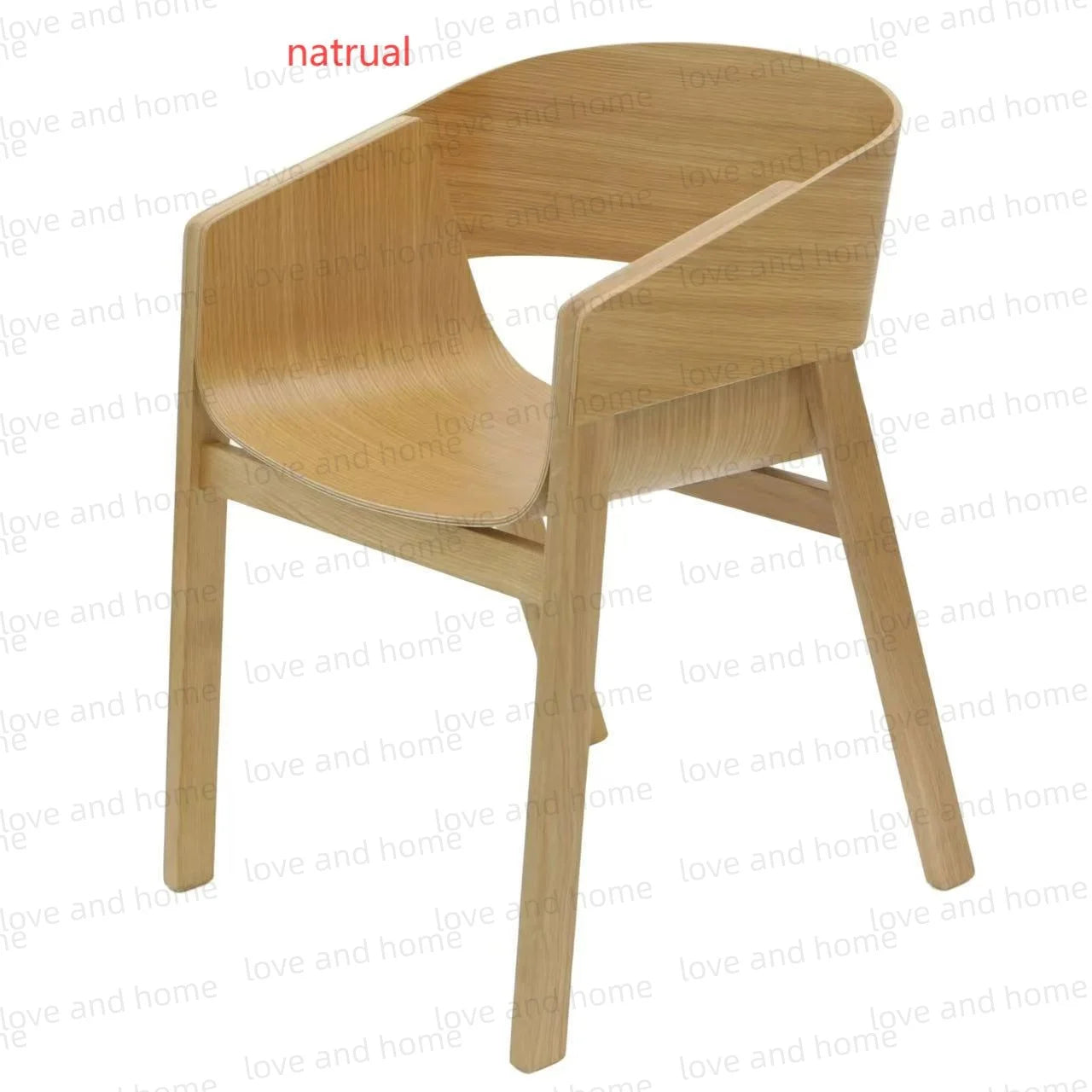 Nordic Oak Solid Wood Plywood Dining Curved Merano Backrest Armchair Chair Leisure Lounge Chair Denmark