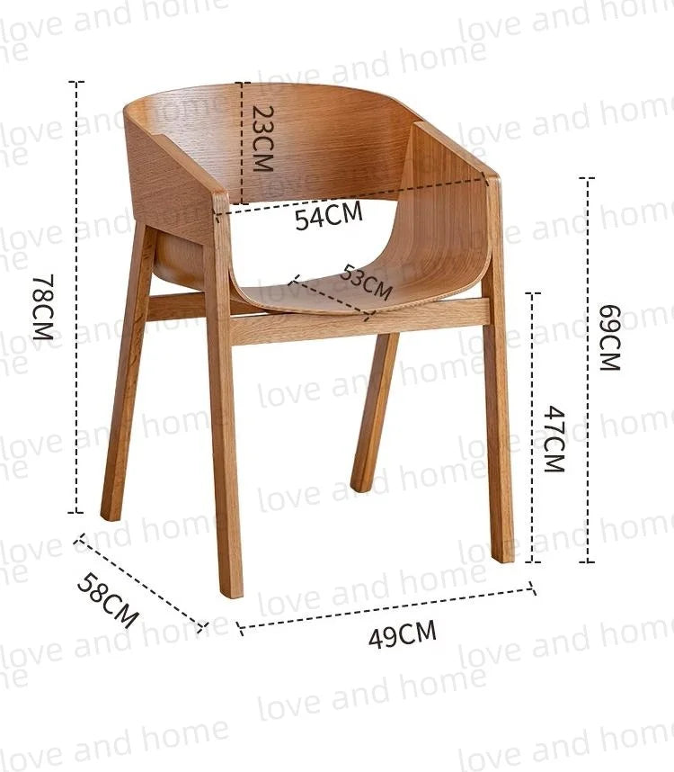 Nordic Oak Solid Wood Plywood Dining Curved Merano Backrest Armchair Chair Leisure Lounge Chair Denmark