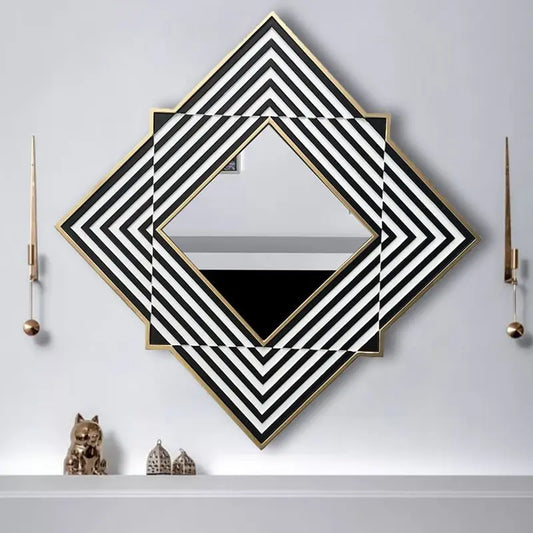 Nordic Wrought Iron Study Decorative Mirrors Modern Fitting Room Wall Hanging Mirror Simple Restaurant Kitchen Square Pendant