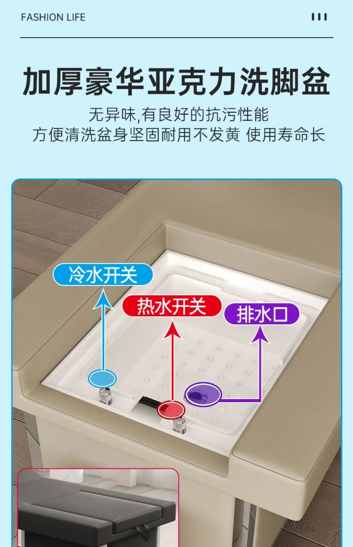 Shower Head Spa Shampo Chair Move Adjust Foot Portable Sink Luxury Hair Wash Bed Massage Shampouineuse Salon Equipment MQ50SC