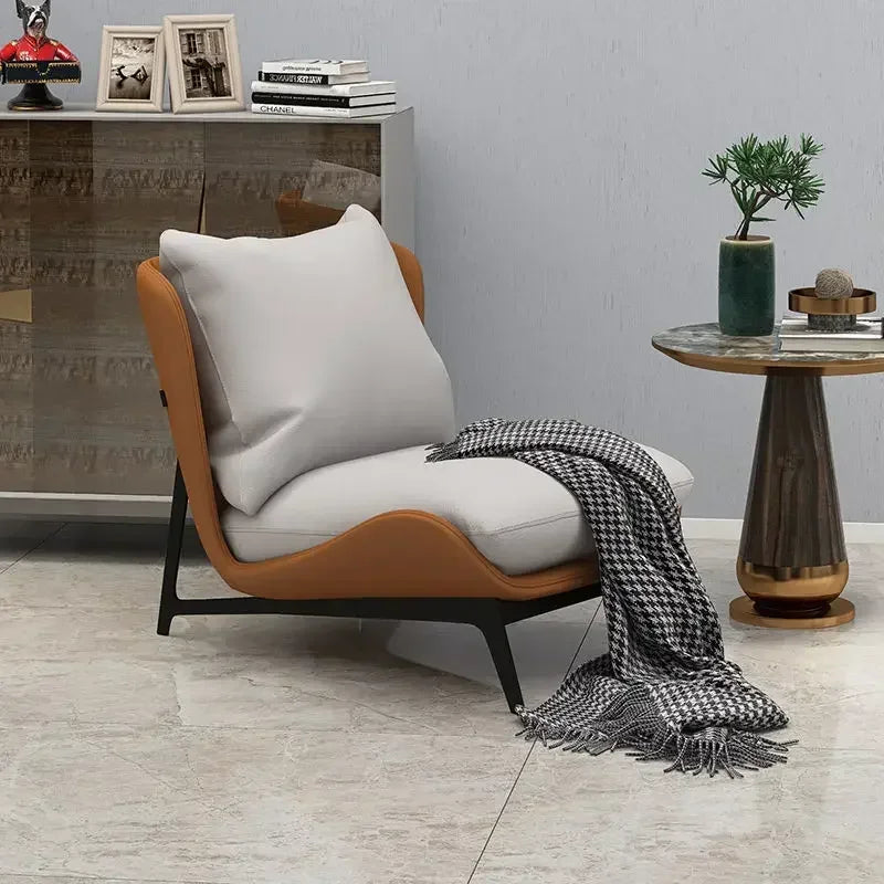 Chic and Contemporary Nordic Chair for Cozy Living Room Lounging Minimalist Single Seat Sofa with Artistic Touch for Balcony