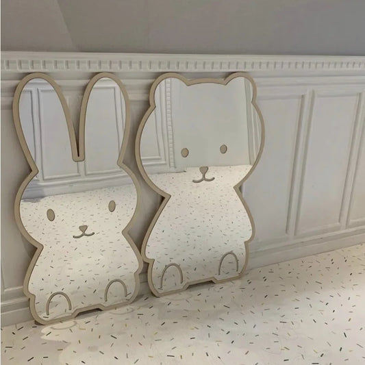 Nordic Rabbit Bear Shaped Mirror Cartoon Acrylic Mirrors Desktop Ornaments Baby Children Room Decoration Home Decor Photo Props