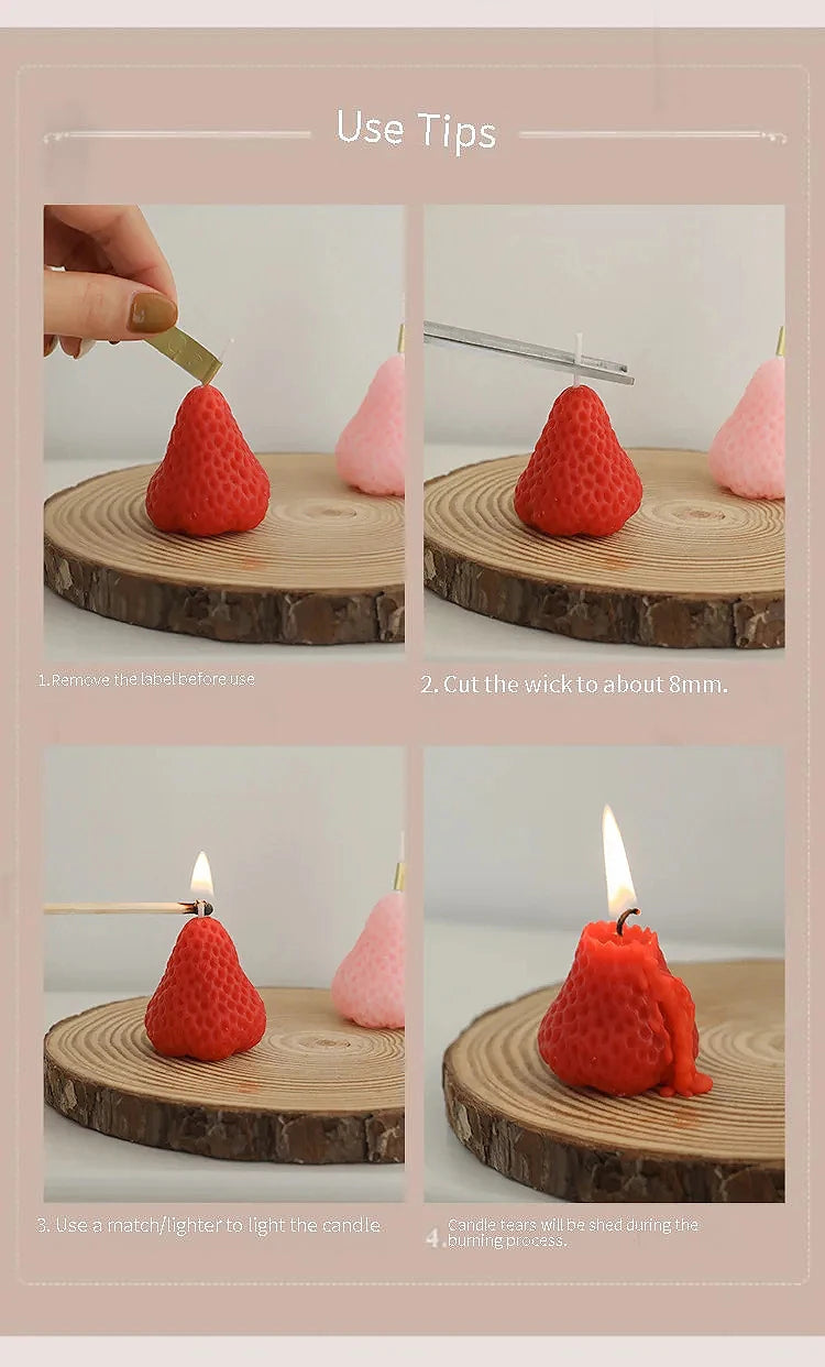 Strawberry Aromatherapy Candle with Hand Gift Gift Box Gift Birthday Gift Handmade Small Wax Candle Candles Home Decoration