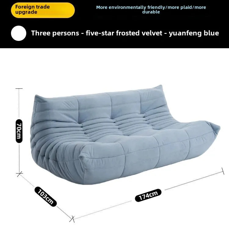 Fashion freehand space original first layer cowhide three-person Italian minimalist Togo caterpillar lazy sofa