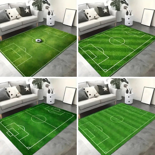 Soccer Field Pattern Area Carpet for Boy's Bedroom Living Room Decoration Washable  Polyester Anti Slip Floor Mat Sofa Decor Rug