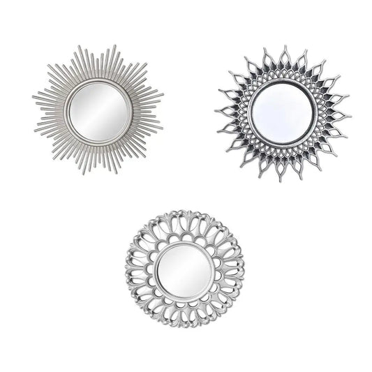 Silver Mirrors for Wall Decor, Wall Decorations for Living Room, Small Round Mirror Wall for Bedroom & Bathroom