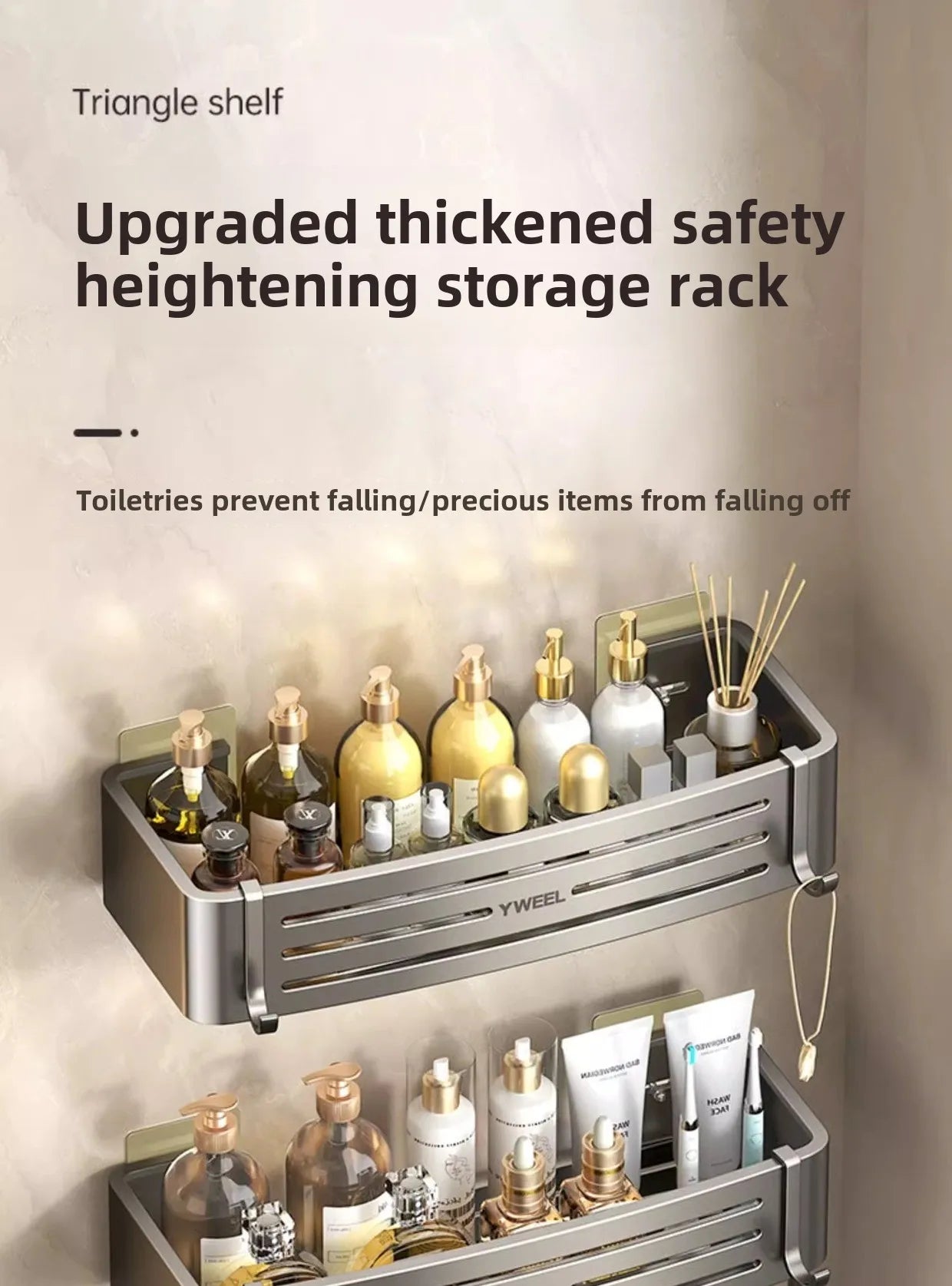Bathroom storage shelf Bathroom toilet washstand Hand washing bathroom shower gel Wall storage shelf free of holes