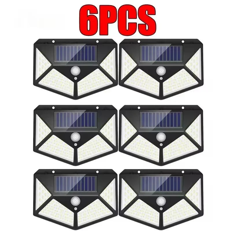 100 Led Solar Wall Lamp PIR Motion Sensor Outdoor Solar Street Light Garden Fence Lights IP65 Waterproof Solar Porch Wall Lamp