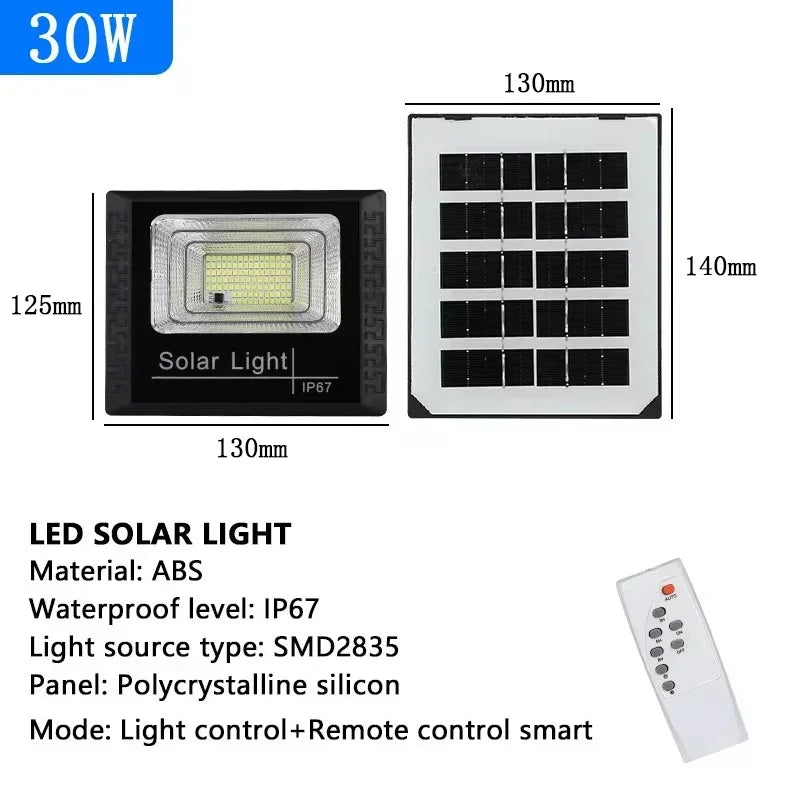 30/50/100/200/300/500W Solar Outdoor Lights High Brightness Waterproof Street Lamp Led Powered Sportlight with Remote Control