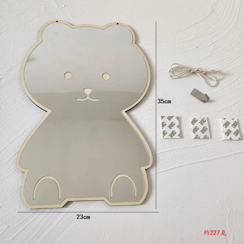 Nordic Rabbit Bear Shaped Mirror Cartoon Acrylic Mirrors Desktop Ornaments Baby Children Room Decoration Home Decor Photo Props