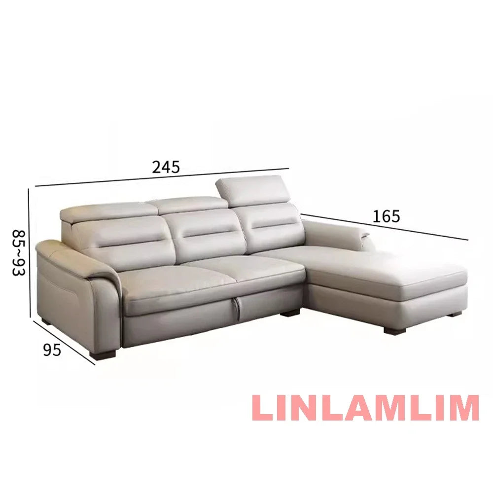 MINGDIBAO Multifunctional Convertible Sofa Bed With Eletric Recliner, Folding Sofa Cama With Power Reclining Seats & Storage Box