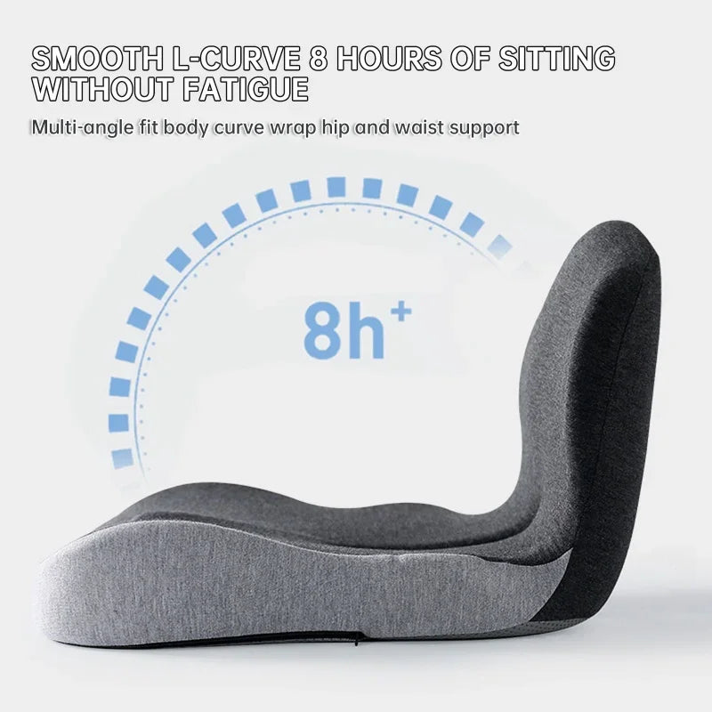 Memory Foam One-piece Seat Cushion Backrest Office Chair Cushion Massage Lumbar Support Pain Relief Breathable Car Butt Pad