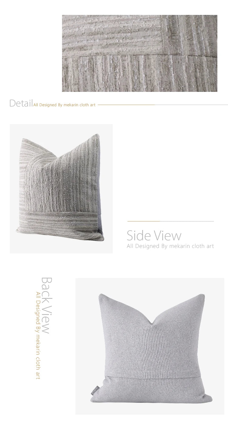 Original design model room sofa pillow living room pillow simple beige texture stripe stitching square pillow seat cushion
