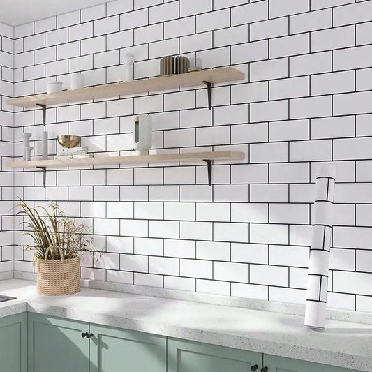 White/Black Brick Waterproof Oil-Proof Wallpaper for Kitchen Countertop Cabinet Decor Self Adhesive Removable Wall Stickers