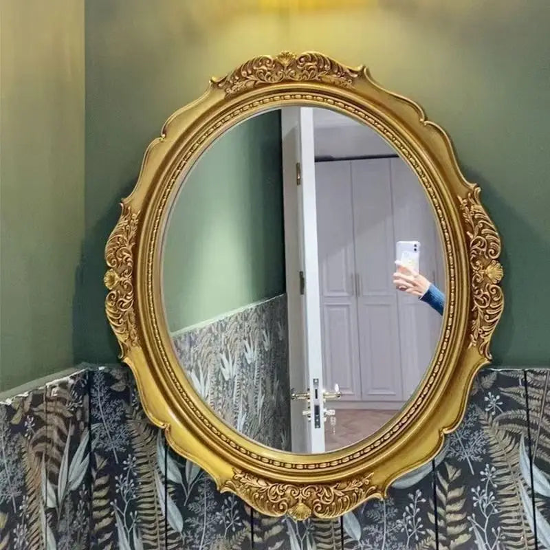 French medieval style bathroom mirror wall decorative mirror black oval