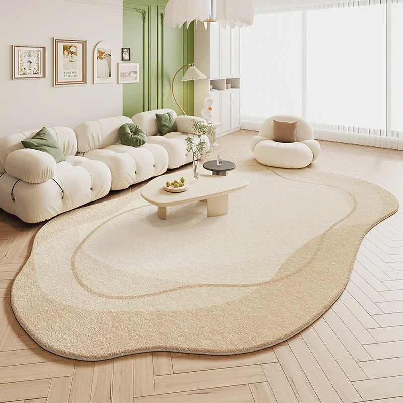 Green Cream Rugs for Bedroom Large Area Living Room Decoration Irregular Shape Carpet Soft Fluffy Lounge Rug Anti-slip Study Mat
